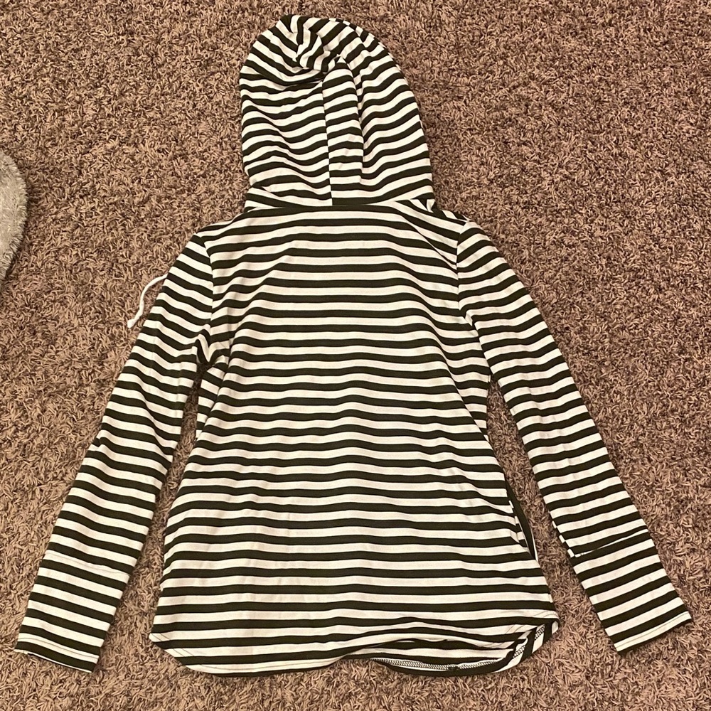 Striped green and White Hoodie